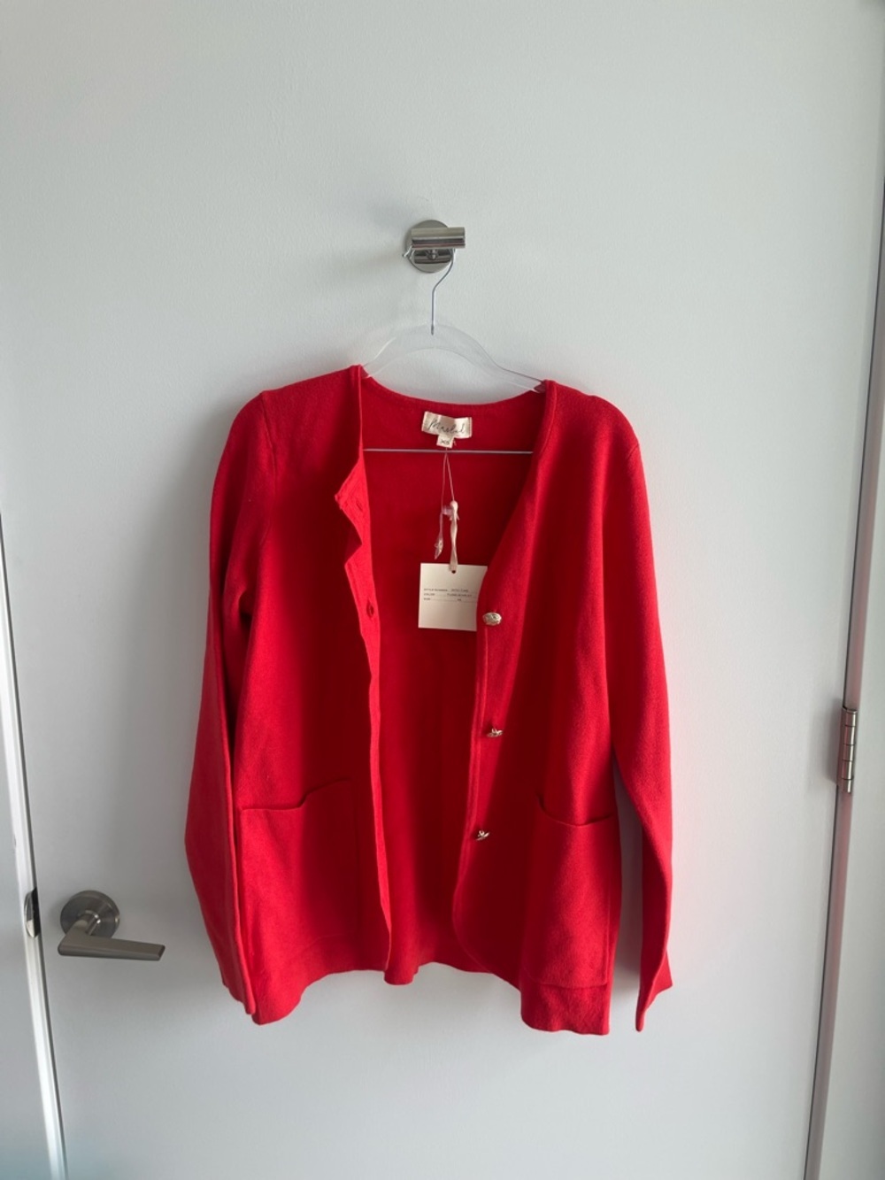 Marled Red Women's Cardigan Jacket - Classic Button Front
